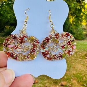 Gold Glitter Pumpkin Earrings
